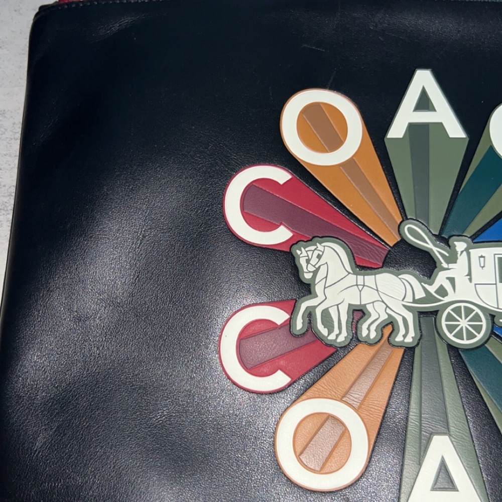 Large Black Coach Pouch Radial Rainbow - Picture 9 of 11